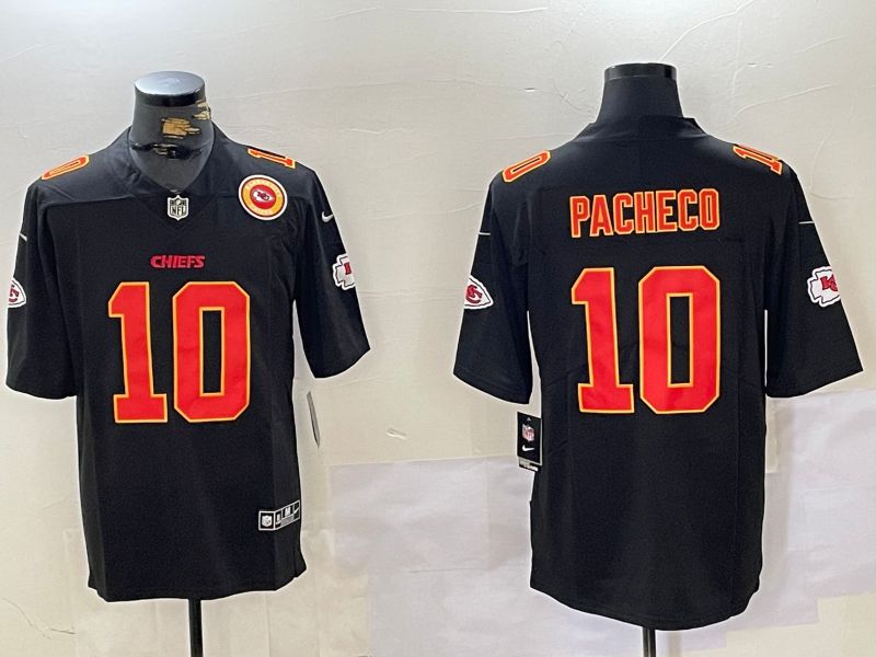 Men Kansas City Chiefs #10 Pacheco Black 2024 Nike Vapor Limited NFL Jersey style 2